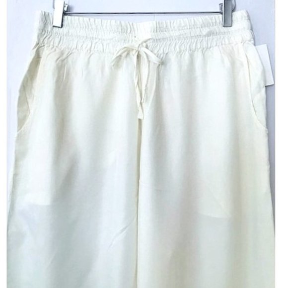 H&M WHITE CREAM TENCEL CUPRO PULL-ON SILKY JOGGER PANT 12 NWT - Picture 3 of 10